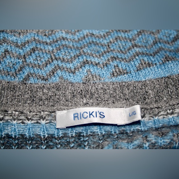 Rickis - Women's Large - Blue/Grey Sweater - Picture 3 of 4